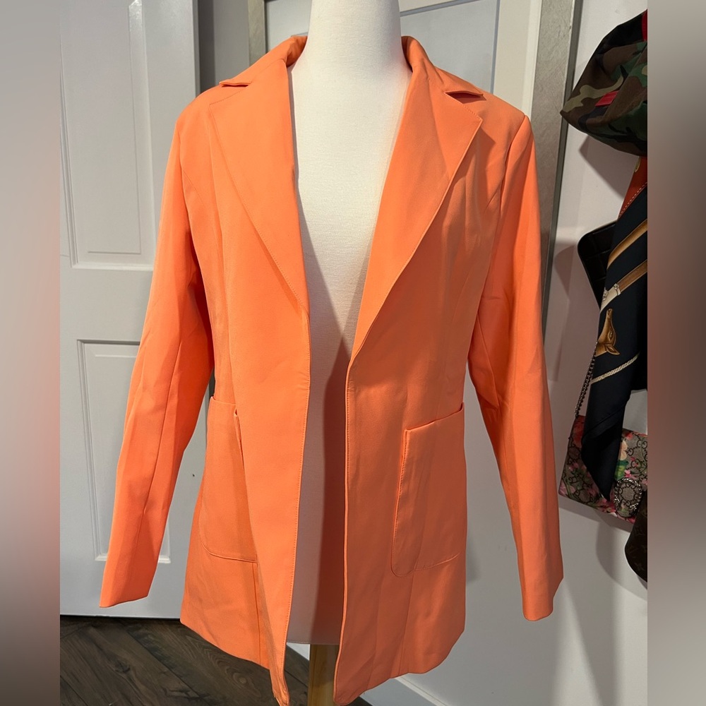 Chic Women's Blazer in Vibrant Orange